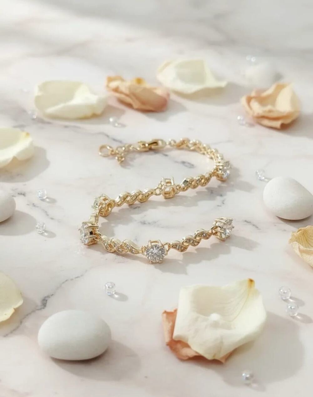 Golden Time Tennis Bracelet Simulated Diamond Yellow Gold Plated